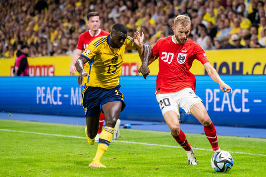 Ken Sema of Sweden and Konrad Laimer of Austria