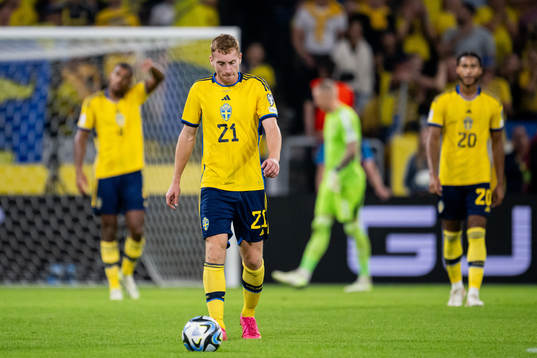 Dejan Kulusevski of Sweden looks dejected