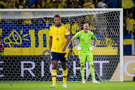 Goalkeeper Robin Olsen of Sweden looks dejected