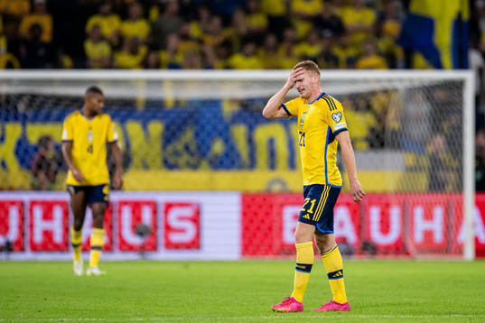 Dejan Kulusevski of Sweden looks dejected