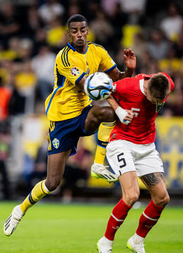 Alexander Isak of Sweden and Stefan Posch of Austria