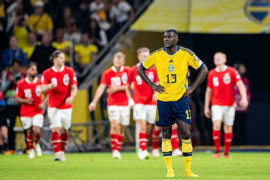Ken Sema of Sweden looks dejected