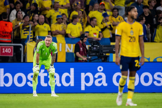 Goalkeeper Robin Olsen of Sweden looks dejected