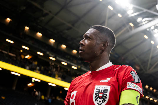 David Alaba of Austria celebrates