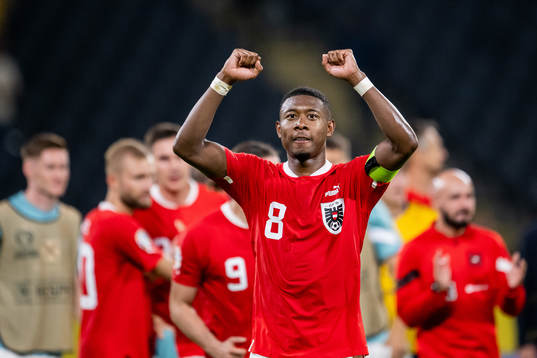 David Alaba of Austria celebrates