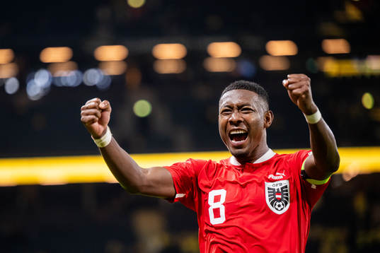 David Alaba of Austria celebrates