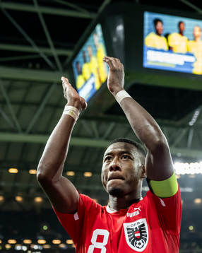 David Alaba of Austria celebrates
