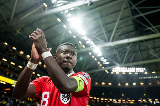 David Alaba of Austria celebrates