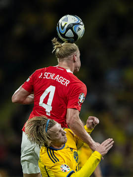 Emil Forsberg of Sweden and Xaver Schlager of Austria