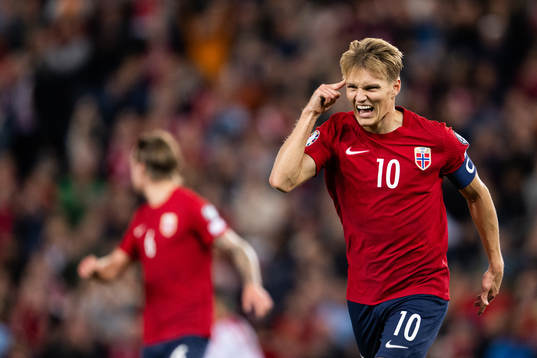 Martin Ødegaard of Norway celebrates
