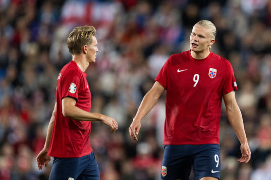 Martin Ødegaard and Erling Braut Haaland of Norway