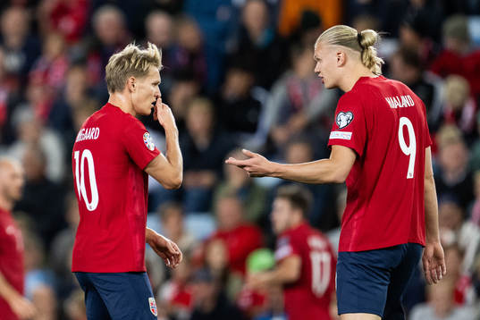 Martin Ødegaard and Erling Braut Haaland of Norway