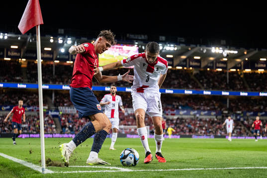 Jørgen Strand Larsen of Norway and Aleksandre Kalandadze