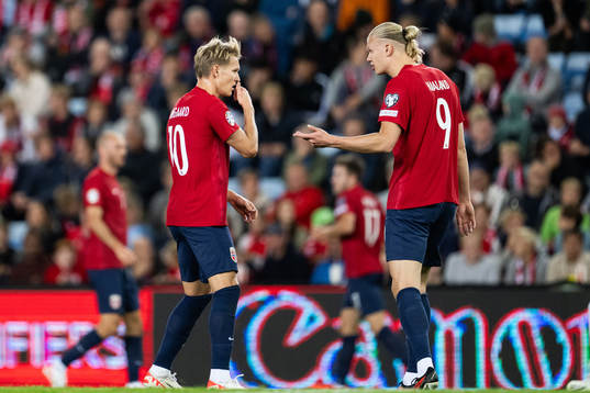 Martin Ødegaard and Erling Braut Haaland of Norway