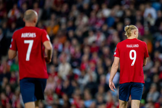 Fredrik Aursnes and Erling Braut Haaland of Norway