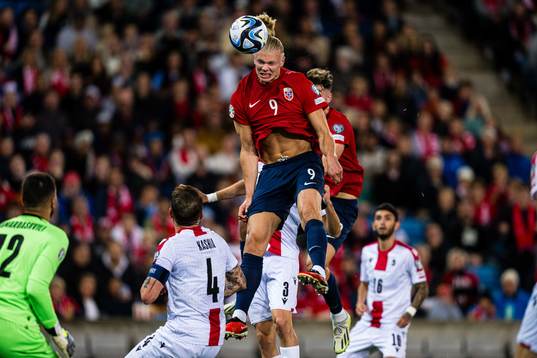 Erling Braut Haaland of Norway scores the 1-0 goal