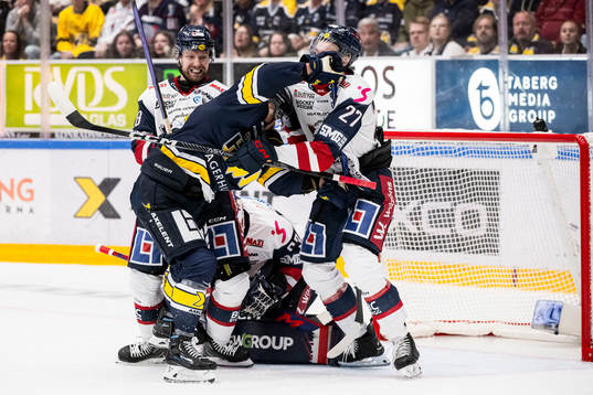 HV71s Radan Lenc och Linköpings William Worge Kreü i gruff