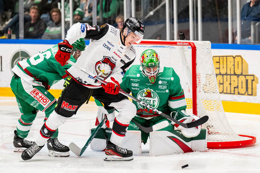 Malmö Redhawks Anton Wahlberg oroar framför Rögles