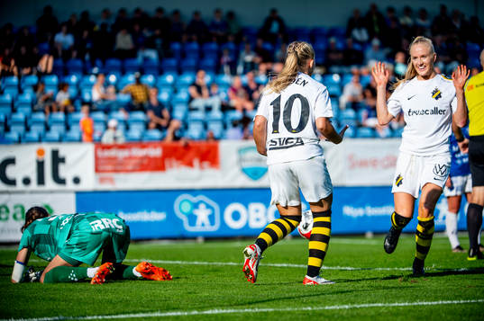 AIKs Matilda Nildén och Moa Sjöström jublar