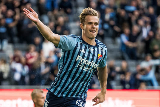 Djurgårdens Hampus Finndell jublar