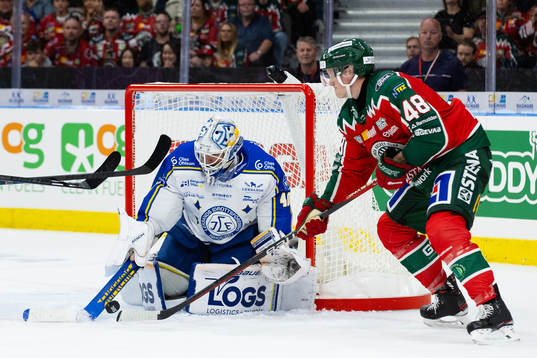 Frölundas Carl Klingberg och Leksands målvakt Mantas