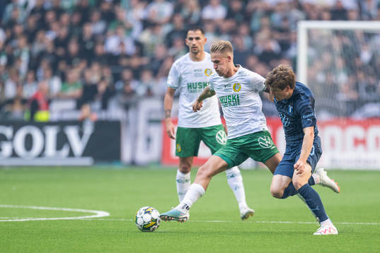 Hammarbys Fredrik Hammar och Malmö FFs Oliver Berg