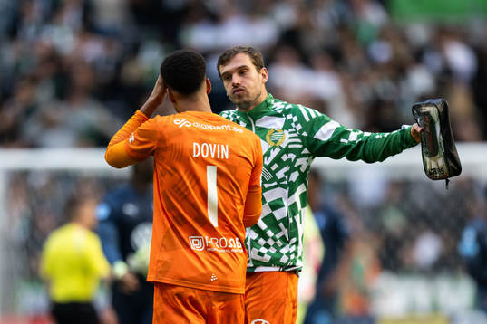 Hammarbys målvakt Oliver Dovin och målvakt Davor Blazevic
