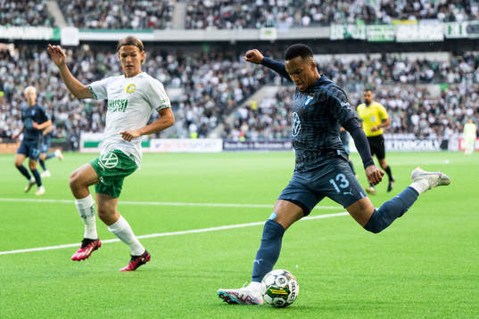 Hammarbys Markus Karlsson och Malmö FFs Martin Olsson