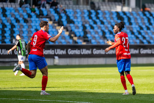 Helsingborgs Lucas Lima och Benjamin Acquah jublar