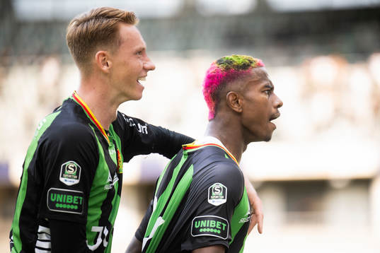 GAIS Julius Lindberg och målskytt Chovanie Shakur