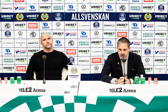 Malmö FFs tränare Henrik Rydström och Hammarbys tränare