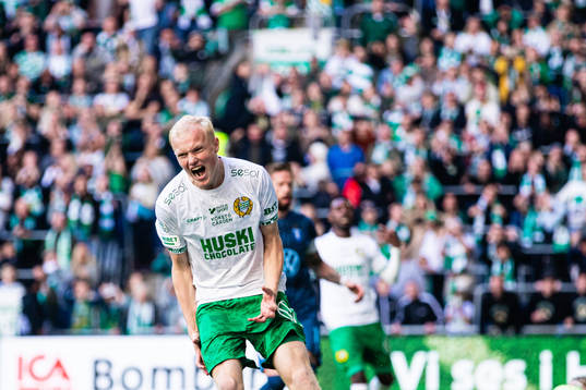 Hammarbys Marcus Rafferty reagerar