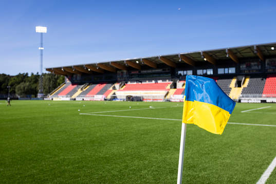 Generell vy på Grimsta IP innan fotbollsmatchen i