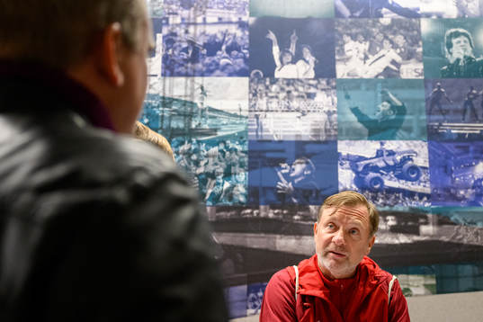 Head coach Peter Gerhardsson is being interviewed