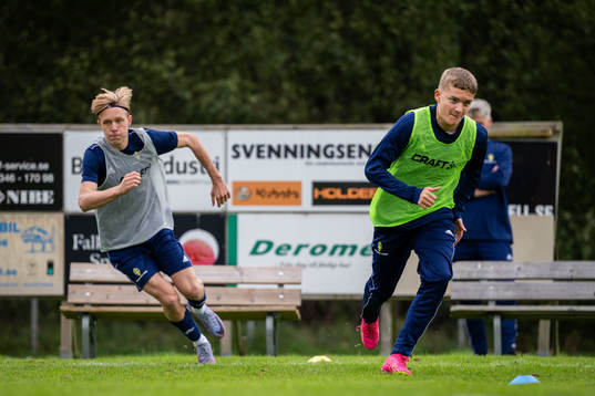 Alfred Lydén och Nils Persson vid en träning