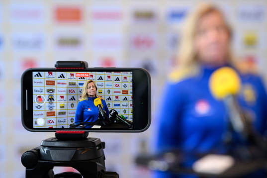 Team Manager Marika Domanski Lyfors is being interviewed