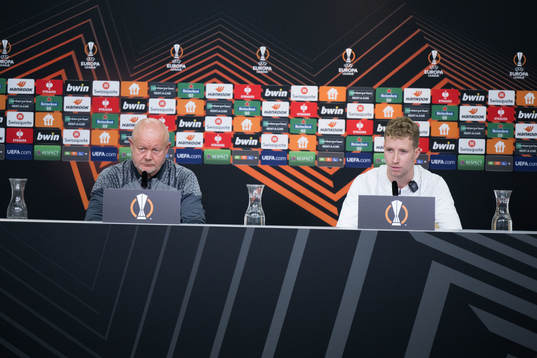 Per-Mathias Høgmo and Samuel Gustafson of Häcken of