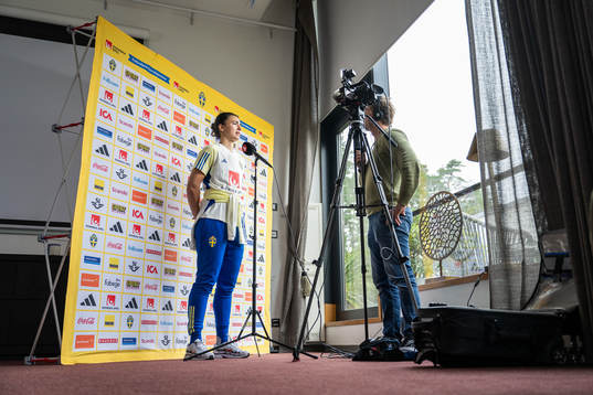 Goalkeeper Zecira Musovic is interviewed