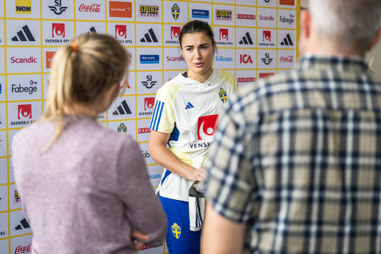 Goalkeeper Zecira Musovic is interviewed