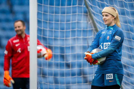 Goalkeeper Guro Pettersen of the Norwegian women's national