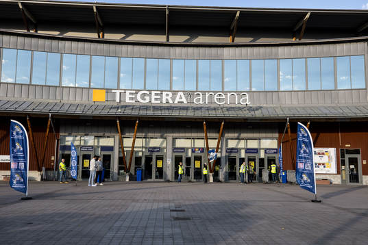 Tegera Arena innan ishockeymatchen i SHL mellan Leksand och