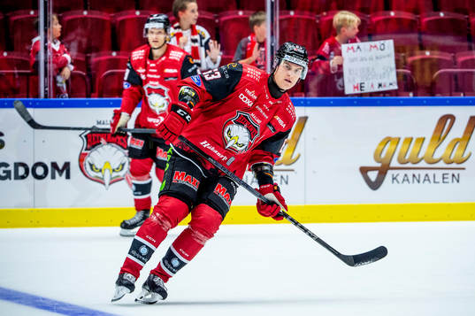 Malmö Redhawks Fredrik Händemark värmer upp innan