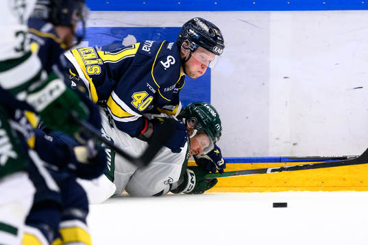 HV71s Oskar Stål-Lyrenäs och Färjestads Magnus Nygren