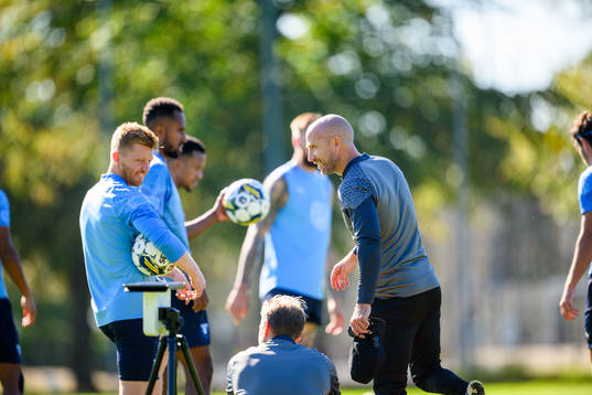 Malmö FFs Anders Christiansen och tränare Henrik Rydström