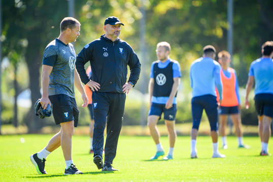 Malmö FFs Jonnie Fedel och sportchef Daniel Andersson