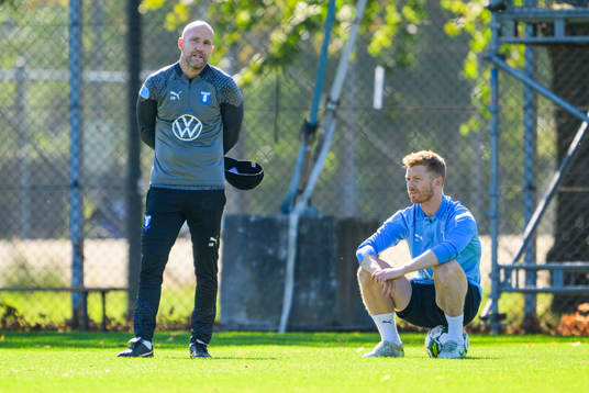 Malmö FFs Anders Christiansen och tränare Henrik Rydström