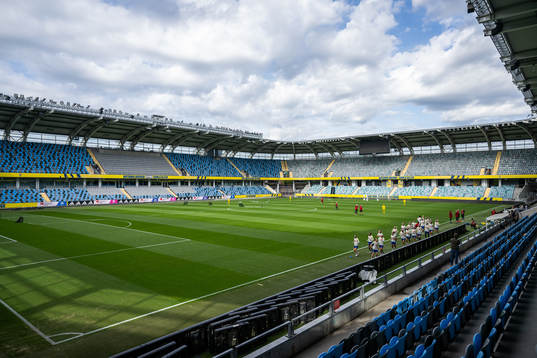 General view of Gamla Ullevi while players warm up