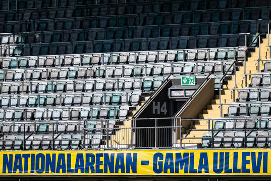 Chairs in place at the standing section of Gamla Ullevi