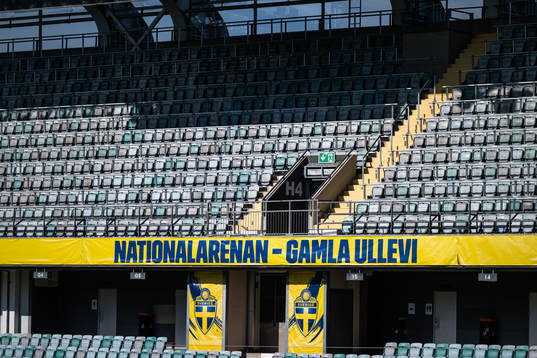 Chairs in place at the standing section of Gamla Ullevi