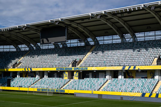 Chairs in place at the standing section of Gamla Ullevi